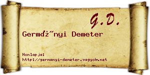 Germányi Demeter névjegykártya